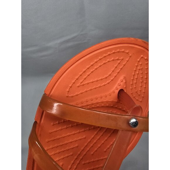 Crocs Womens Sexi Flip Sandals Comfort Jelly Casual Strappy Thong Orange Size 8 - Picture 5 of 14